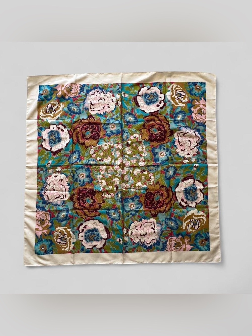 Vintage Totes Italian Floral Head Scarf Square 30" x 30" made in Italy